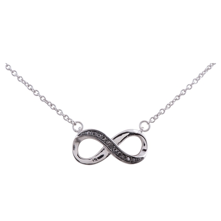 Infinity Necklace w/chain - Black CZs - Click Image to Close